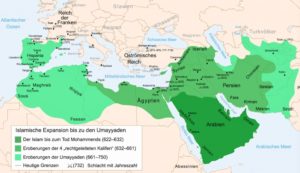 die größte Ausdehnung des arabischen Reichs